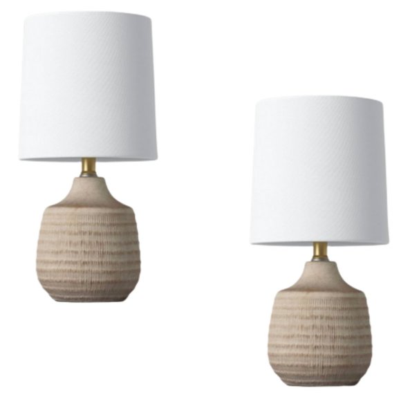 Threshold Other - Threshold 2 Pack Textural Ceramic Mini Jar Shaped Table Desk 12.5" Lamp